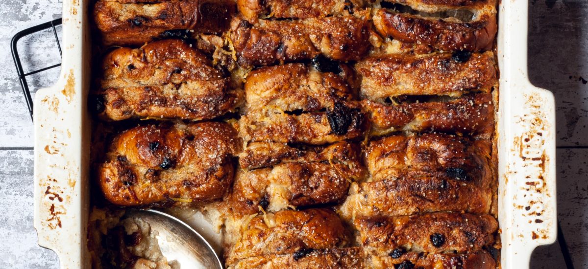 Recipe for Hot Cross Bun Bread and Butter Pudding